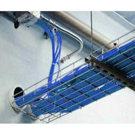 Kable Kontrol Kable Kontrol® Wire Mesh Cable Tray Straight Section - Electro-Zinc Resistant Steel - 6" W x 2" D x 5' L - Chrome Finish KK-6X2X5-EZ